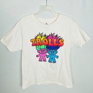Good Luck Trolls T-Shirt 60th Anniversary White Colorful Troll Graphic T-Shirt L